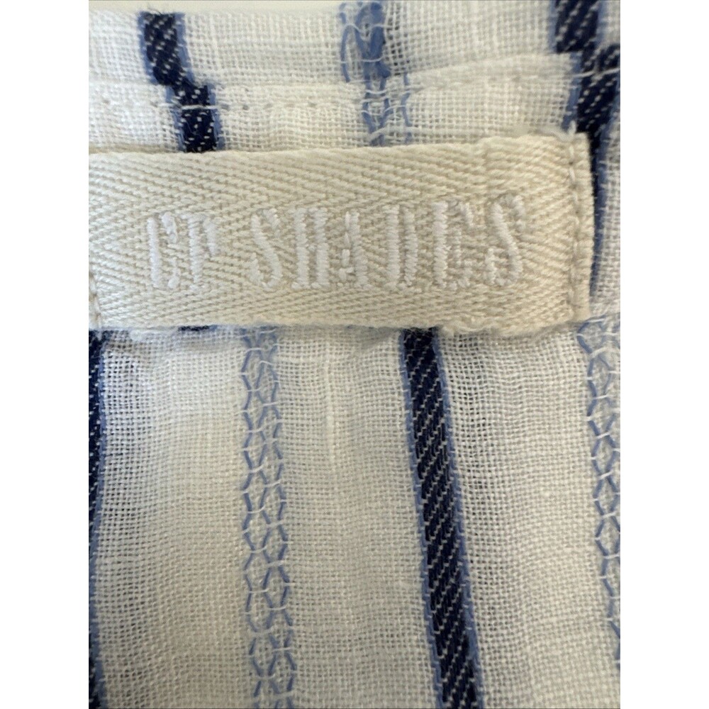 CP Shades Mara Linen Dress Size S Blue White Stripe Sleeveless Shirt Dress - Picture 4 of 12